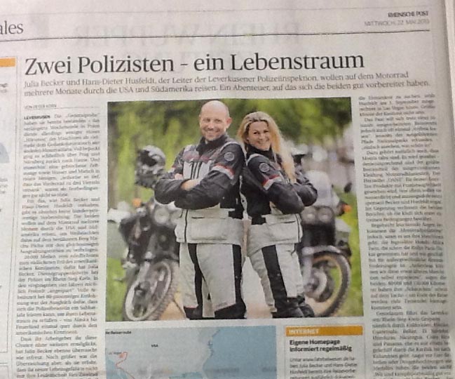 Bericht von Julia und Hans-Dieter über die geplante Motorrad-Reise.